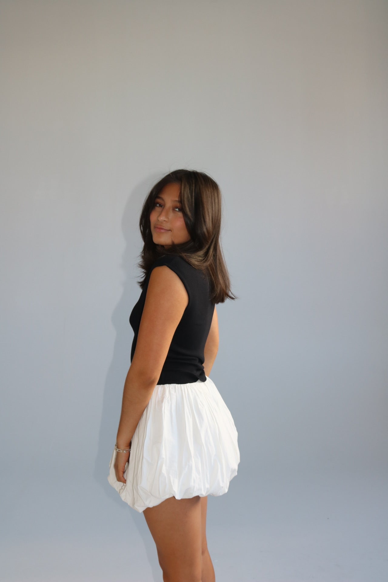 bubble hem mini dress